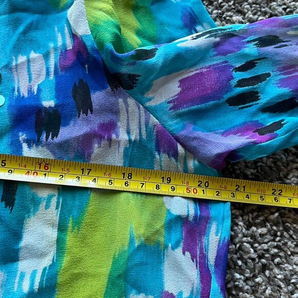 Laura Ashley Blue100% Silk Blouse Women MP Fairycore Spring Boho Artsy Retro Top - Picture 6 of 7